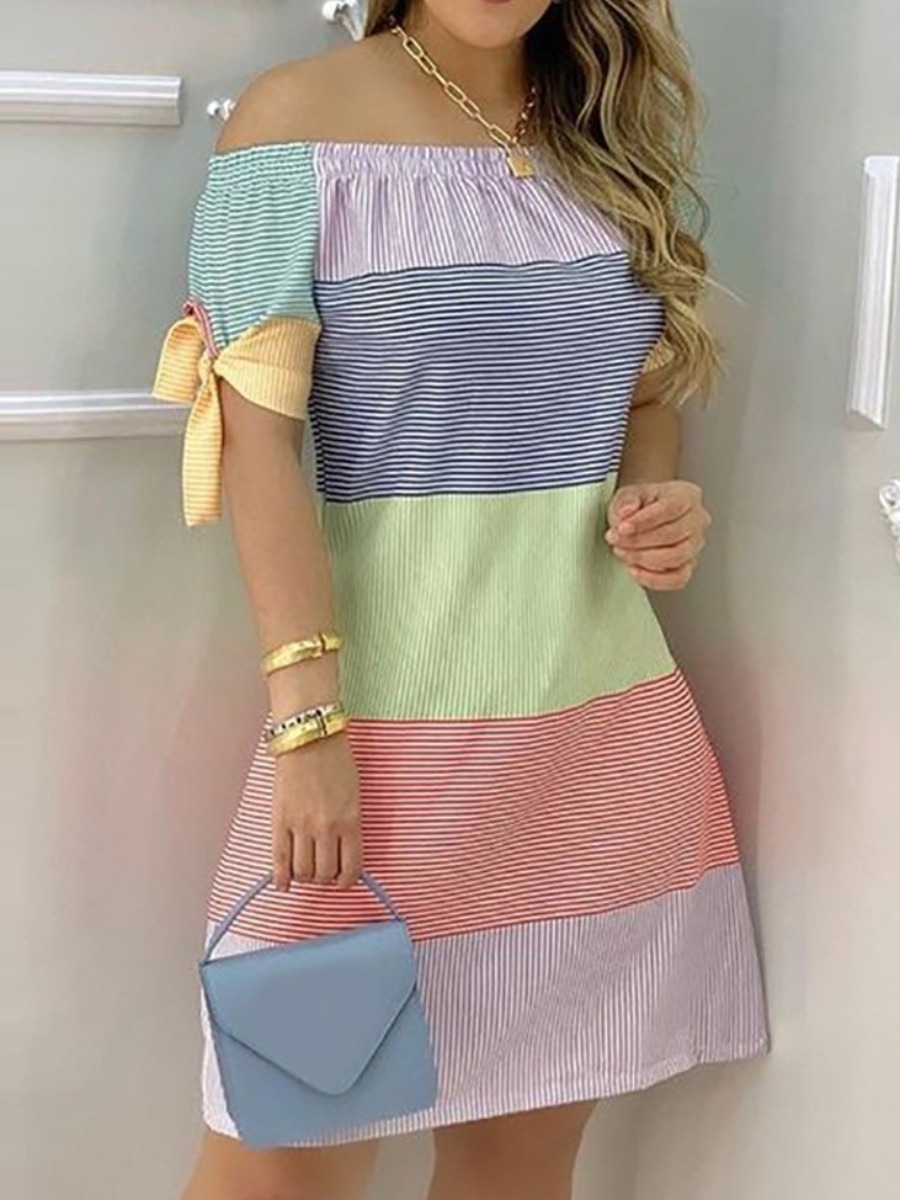 LW Off The Shoulder Striped Dress