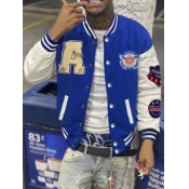 LW Men Letter Decor Patchwork Varsity Jacket