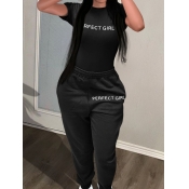 LW Plus Size Letter Print Drawstring Pants Set
