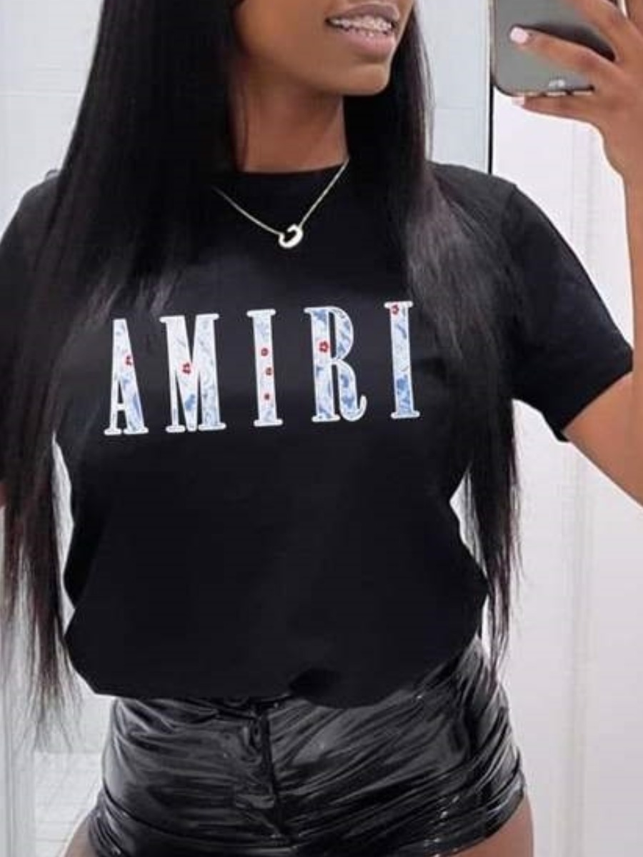 LW Round Neck Letter Print T-shirt