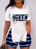 LW Queen Letter Print Tie Dye Shorts Set