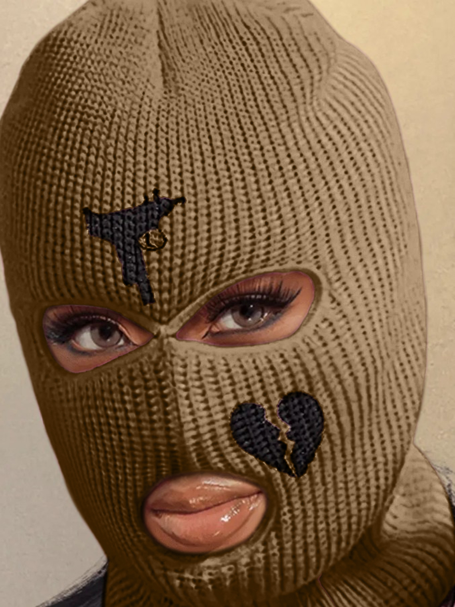 LW Broken Heart Print Knit Face Mask
