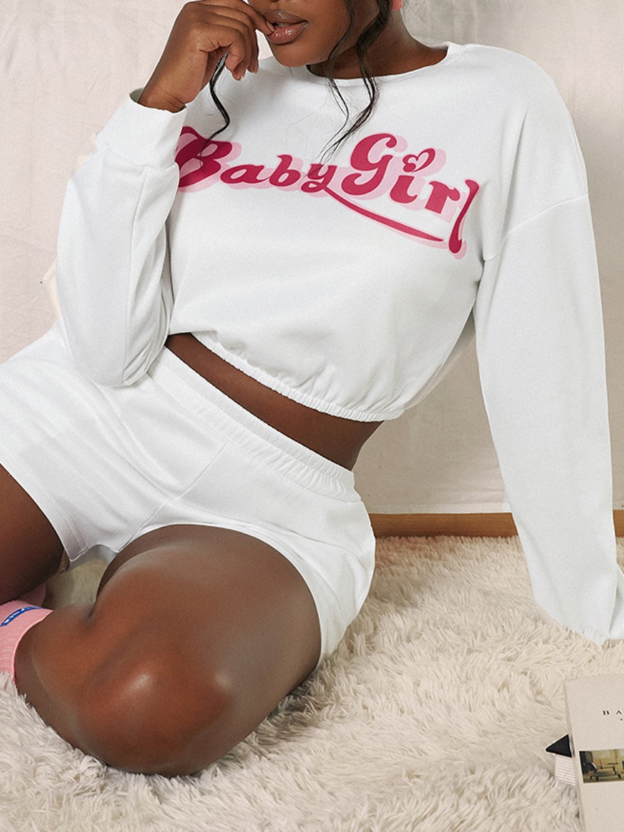 LW Letter Print Oversized Shorts Set