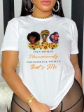 LW Plus Size Casual O Neck Letter Print Yellow T-shirt