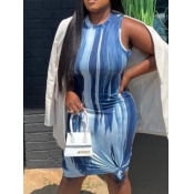 LW SXY Round Neck Tie-dye Tie-dye Bodycon Dress