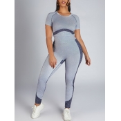 LW Sporty Patchwork Hollow-out Grey Two Piece Pant