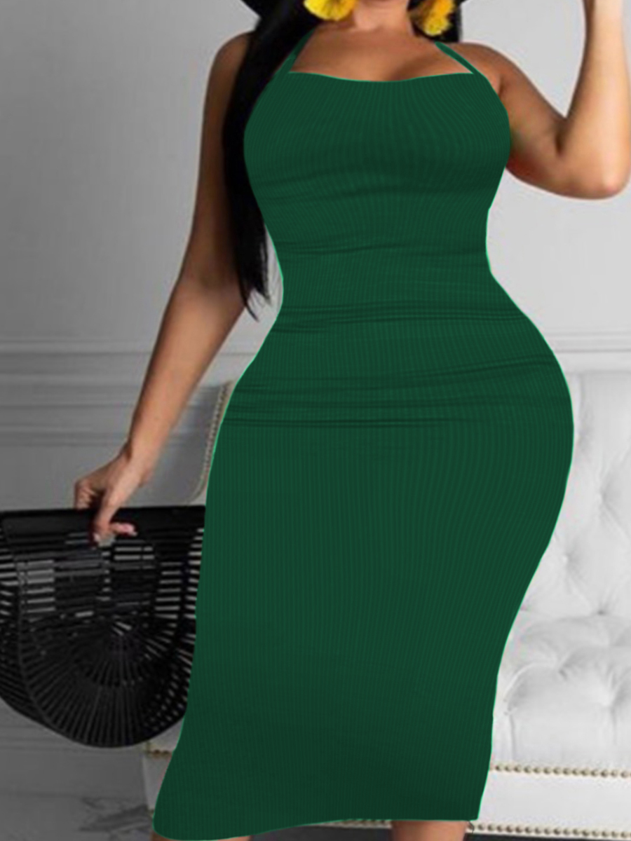 LW BASICS Plus Size Rib Knit Bodycon Cami Dress 5X