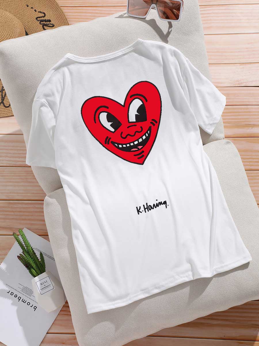 LW Cartoon Heart Print T-shirt