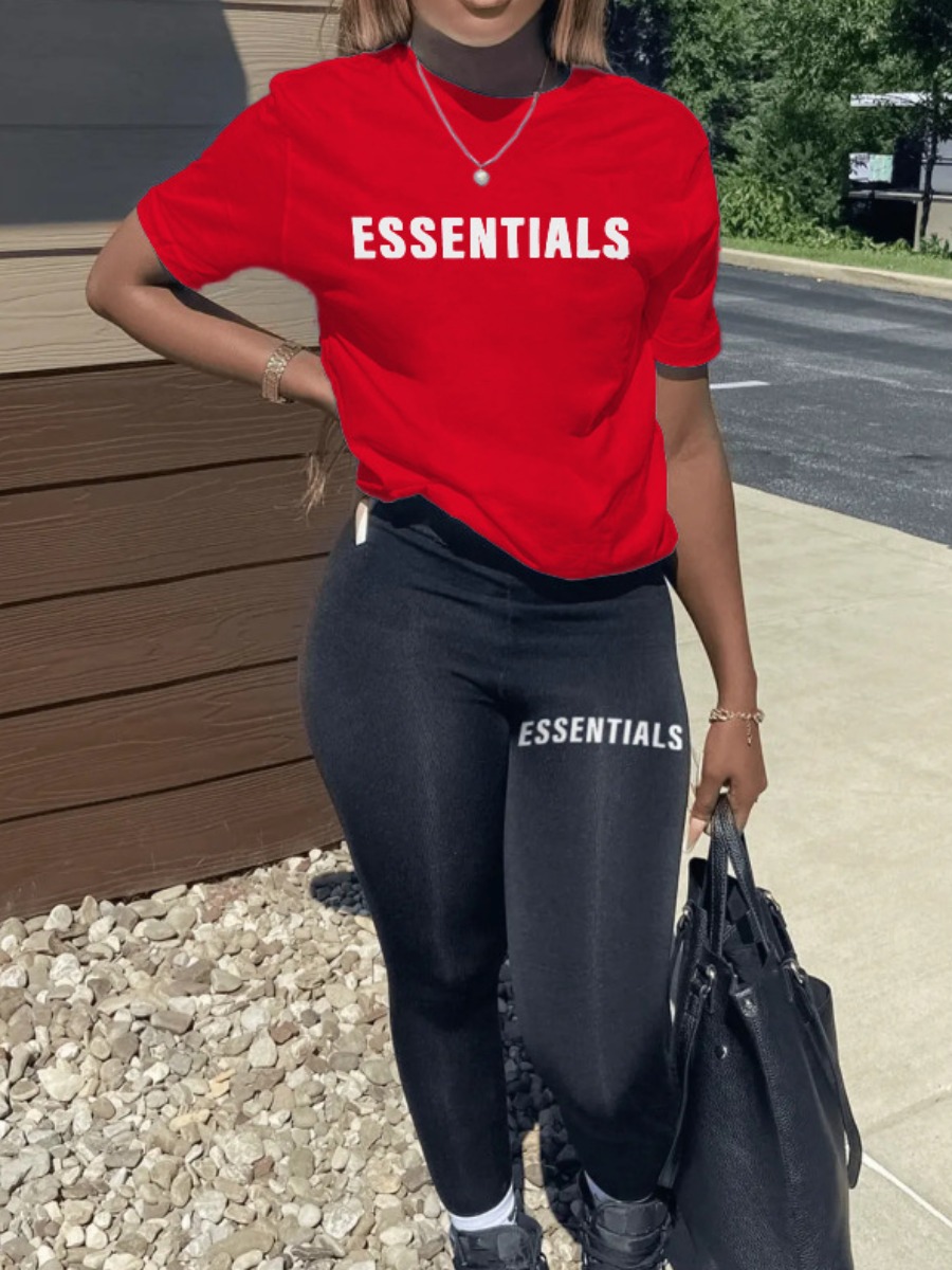 LW Essentials Letter Print Skinny Pants Set