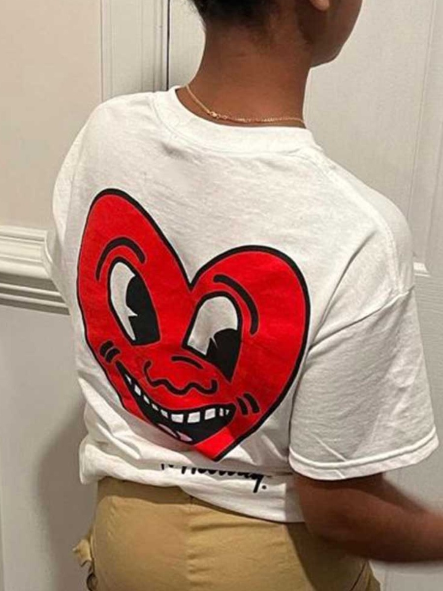 LW Cartoon Heart Print T-shirt