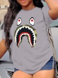 LW Fish Mouth Cartoon Print T-shirt