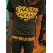 LW Men Chasing Chicken Letter Print T-shirt