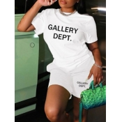 LW Letter Print Regular Fit Stretchy Shorts Set