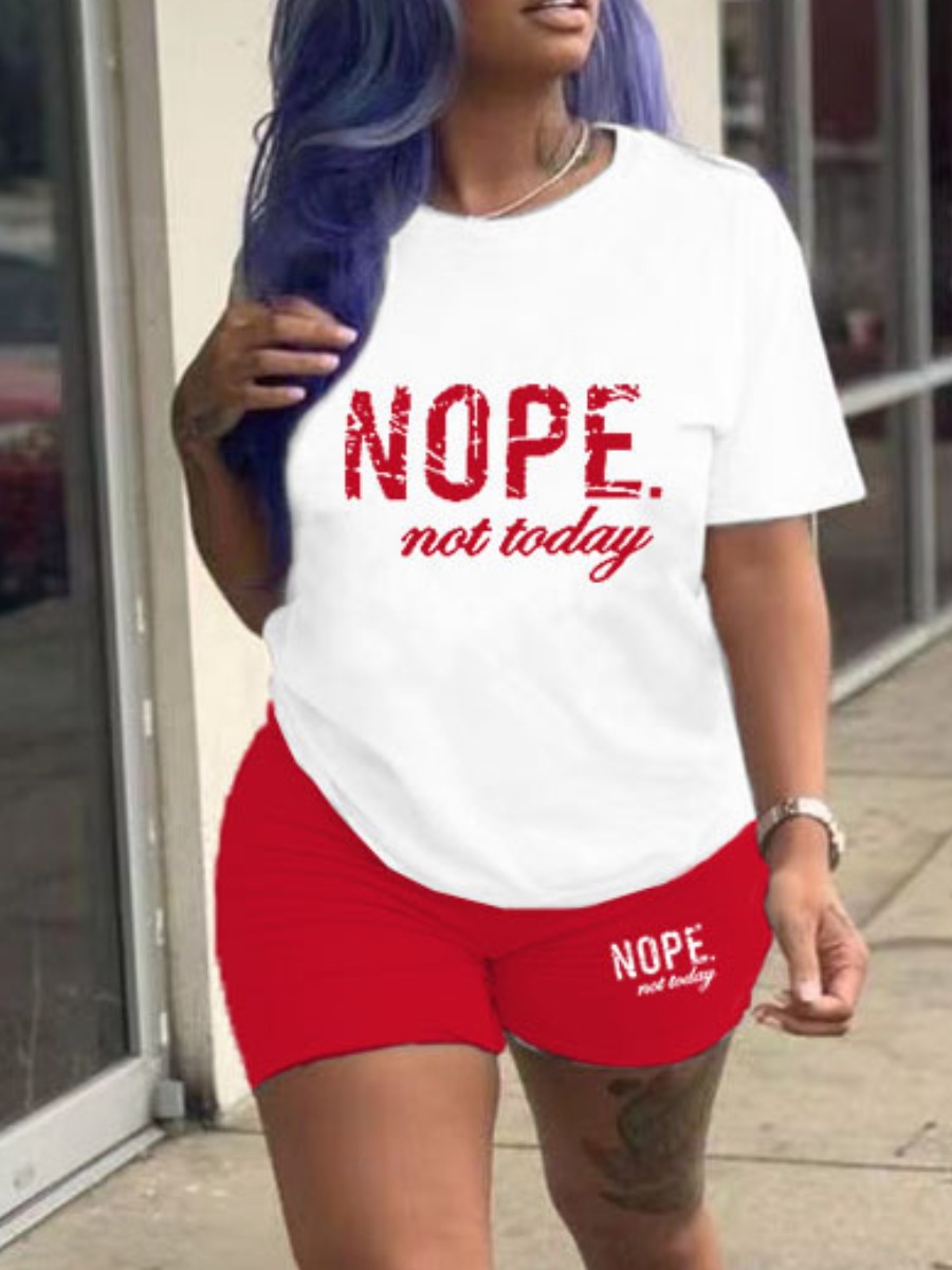 LW Plus Size Nope Not Today Letter Print Shorts Se