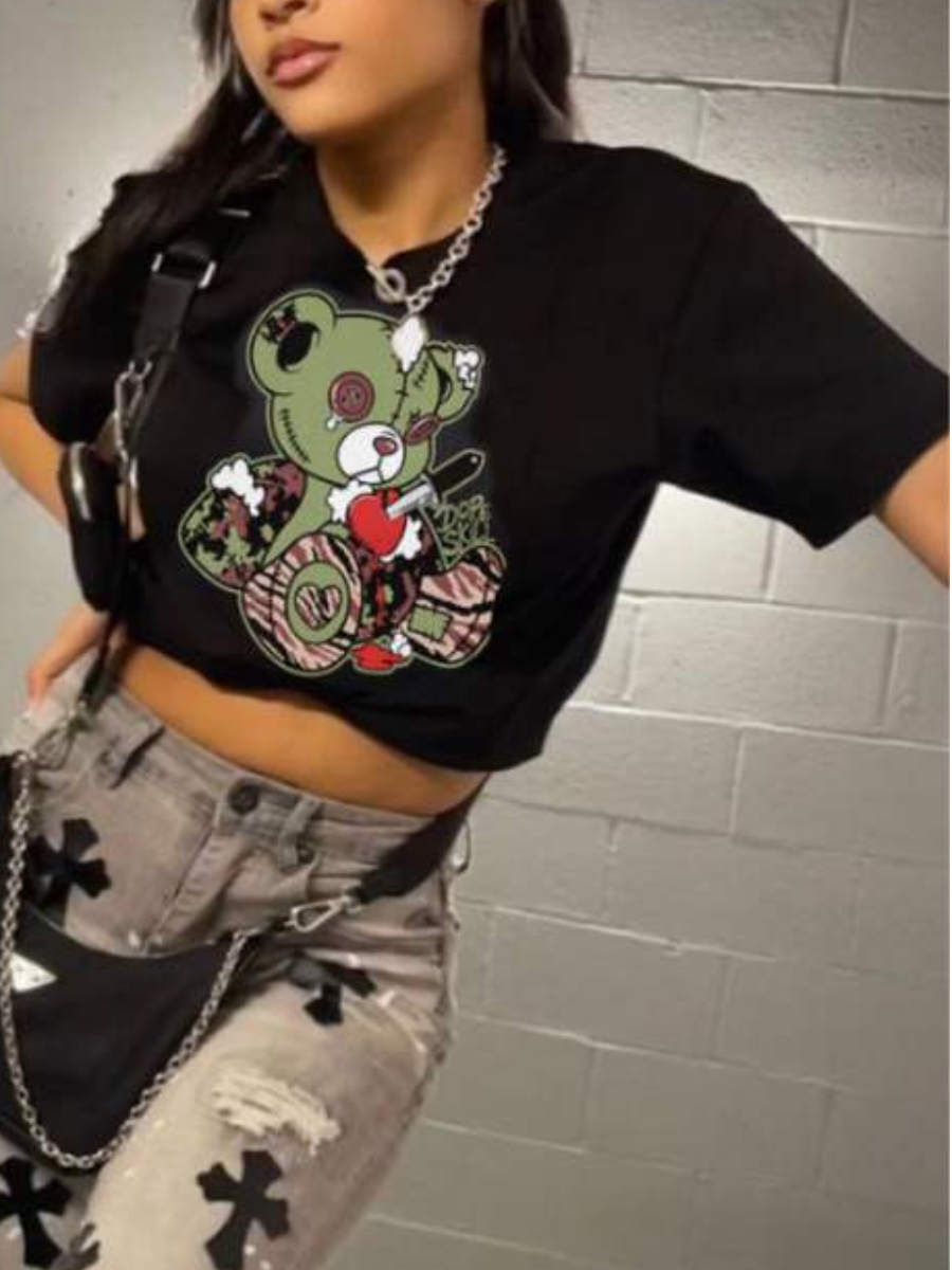 LW Cartoon Letter Print T-shirt
