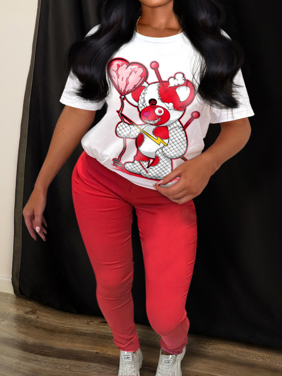 LW Plus Size Cartoon Print Skinny Pants Set