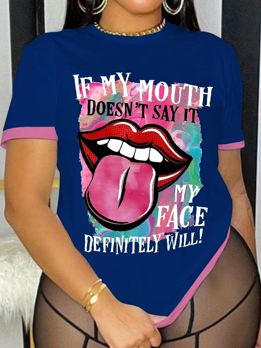 LW Plus Size Lip Letter Print T-shirt