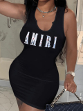 LW Letter Print Bodycon Cami Dress