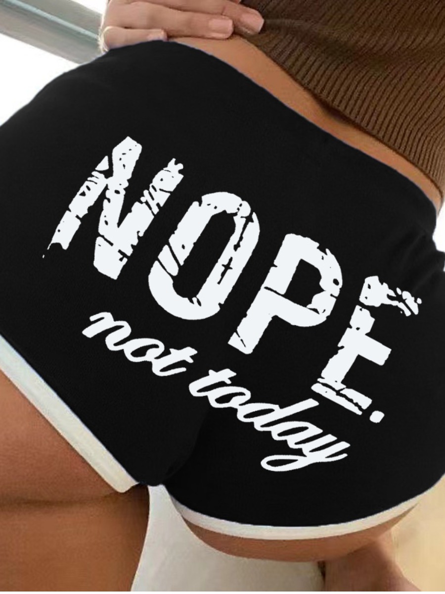 LW Nope Not Today Letter Print Drawstring Shorts