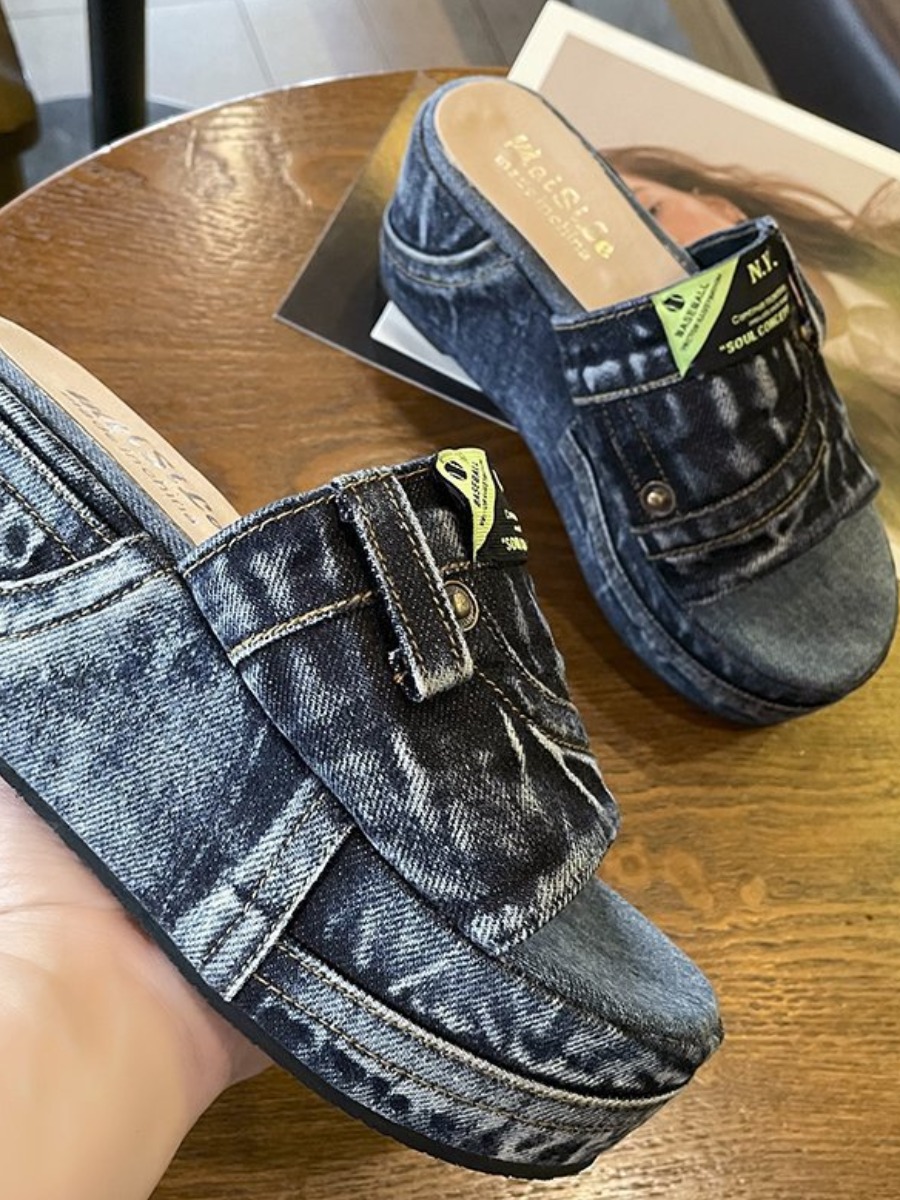 LW High Sole Denim Slides