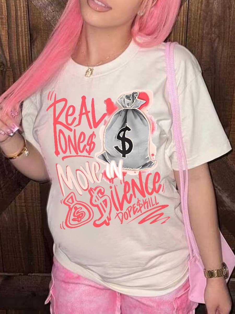 LW Money Letter Print T-shirt