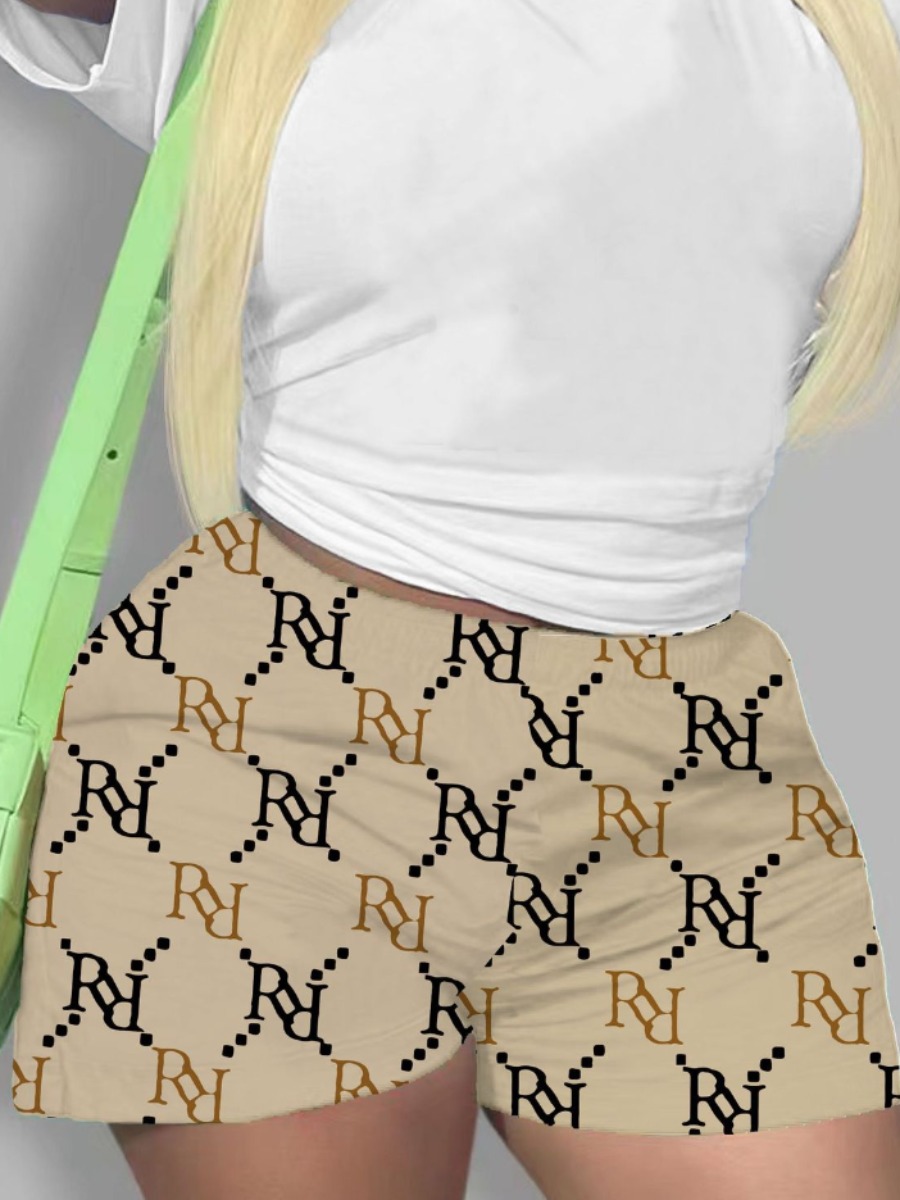 LW Geometric Letter Print Shorts