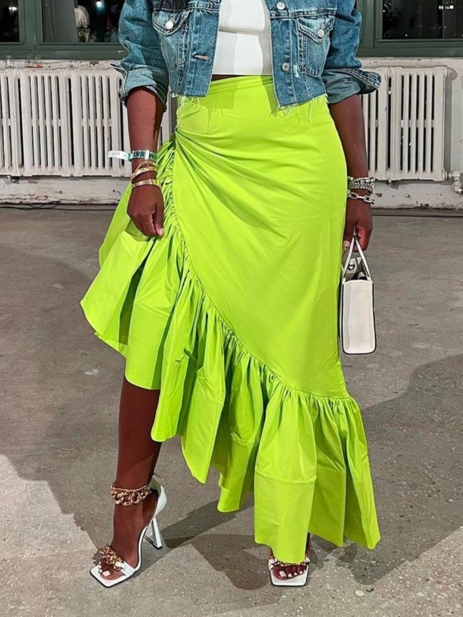 LW High Waist Ruffle Design Skirt