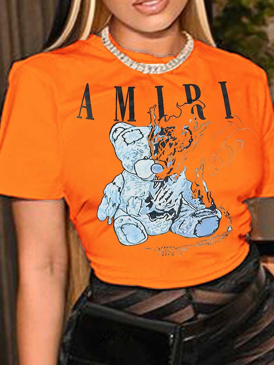 LW Cartoon Letter Print T-shirt