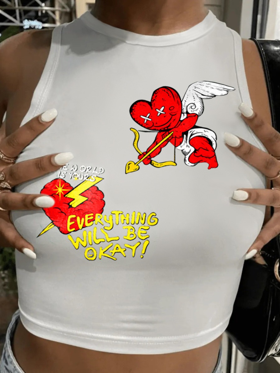 LW Cartoon Letter Print Camisole