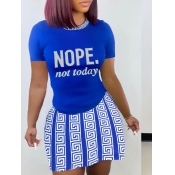 LW Nope Not Today Letter Geometric Print Skirt Set