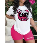 LW Plus Size Cartoon Letter Print Shorts Set