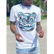 LW Men Pattern Print Skinny Milk Fiber T-shirt