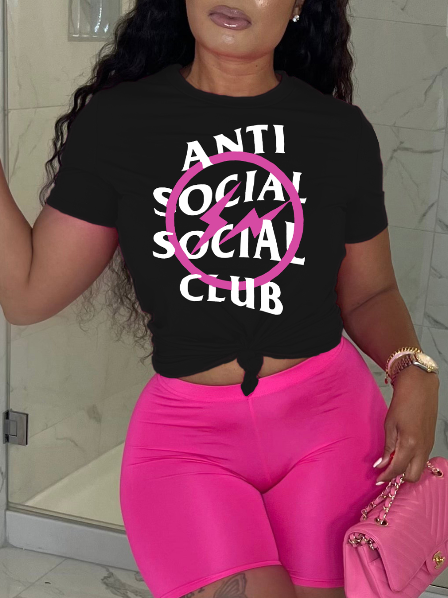 LW Social Club Letter Print Shorts Set