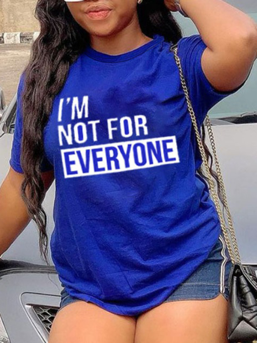 LW Round Neck Letter Print T-shirt