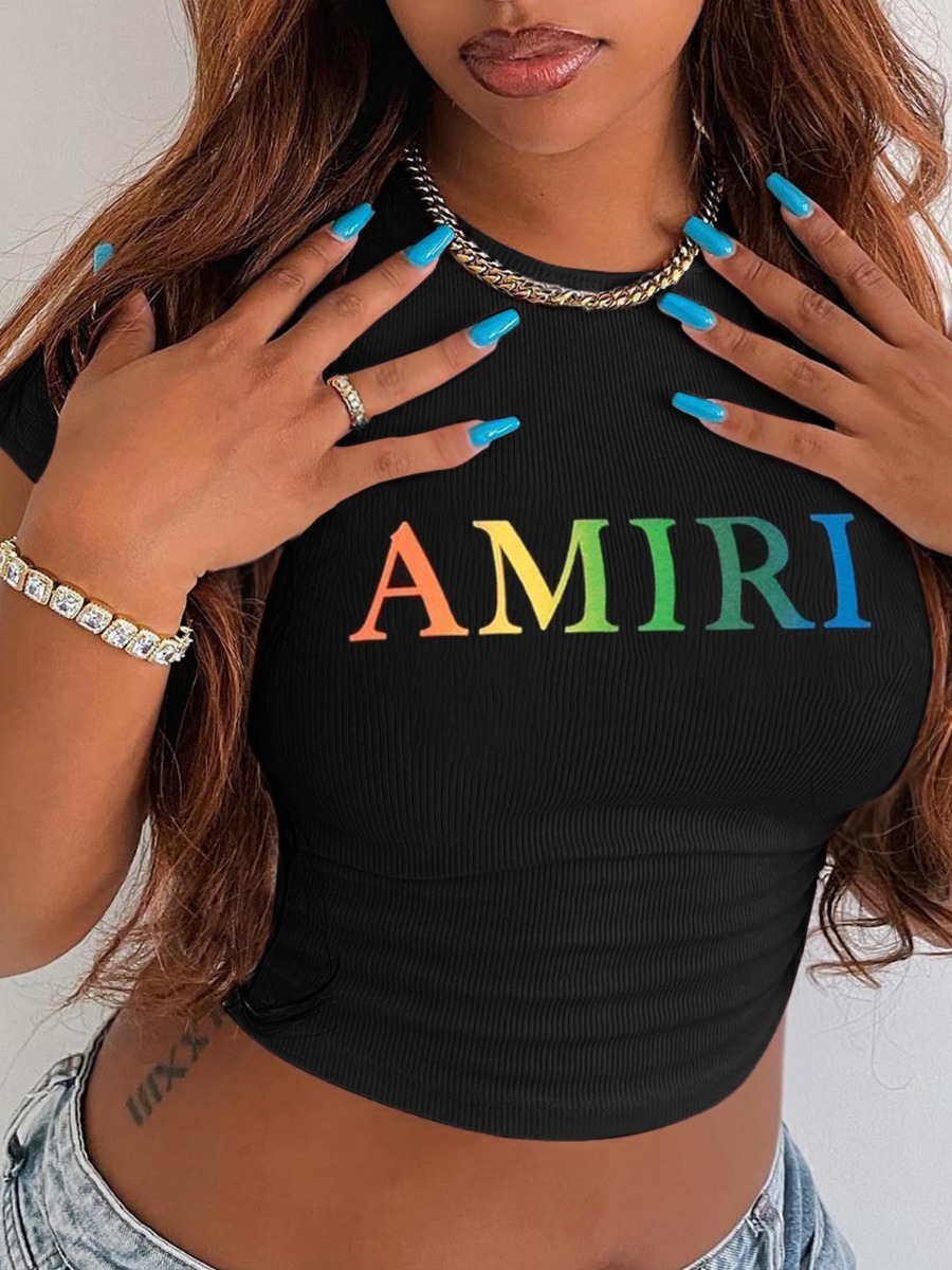 LW Letter Print Rib Knit T-shirt