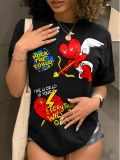LW Cartoon Letter Print T-shirt