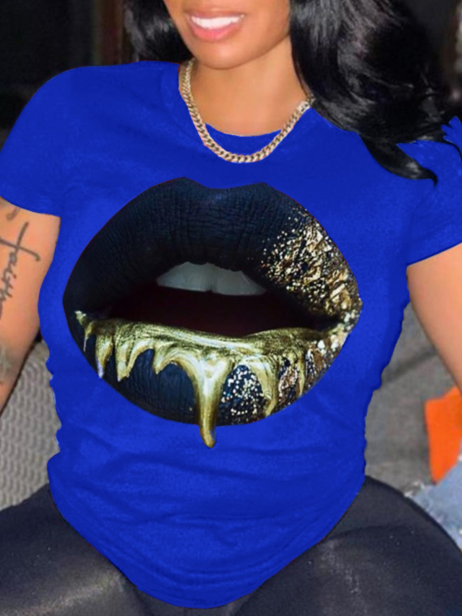LW Plus Size Lip Print Regular Fit T-shirt