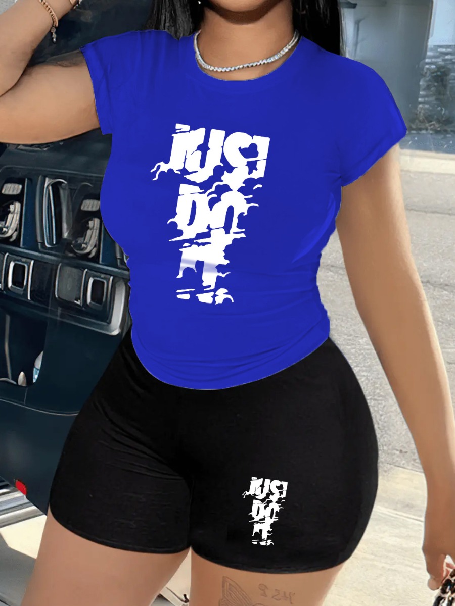 LW Just Do It Letter Print Shorts Set