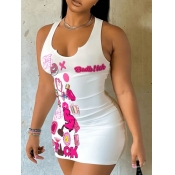 LW Plus Size Letter Decor Patchwork Bodycon Cami D