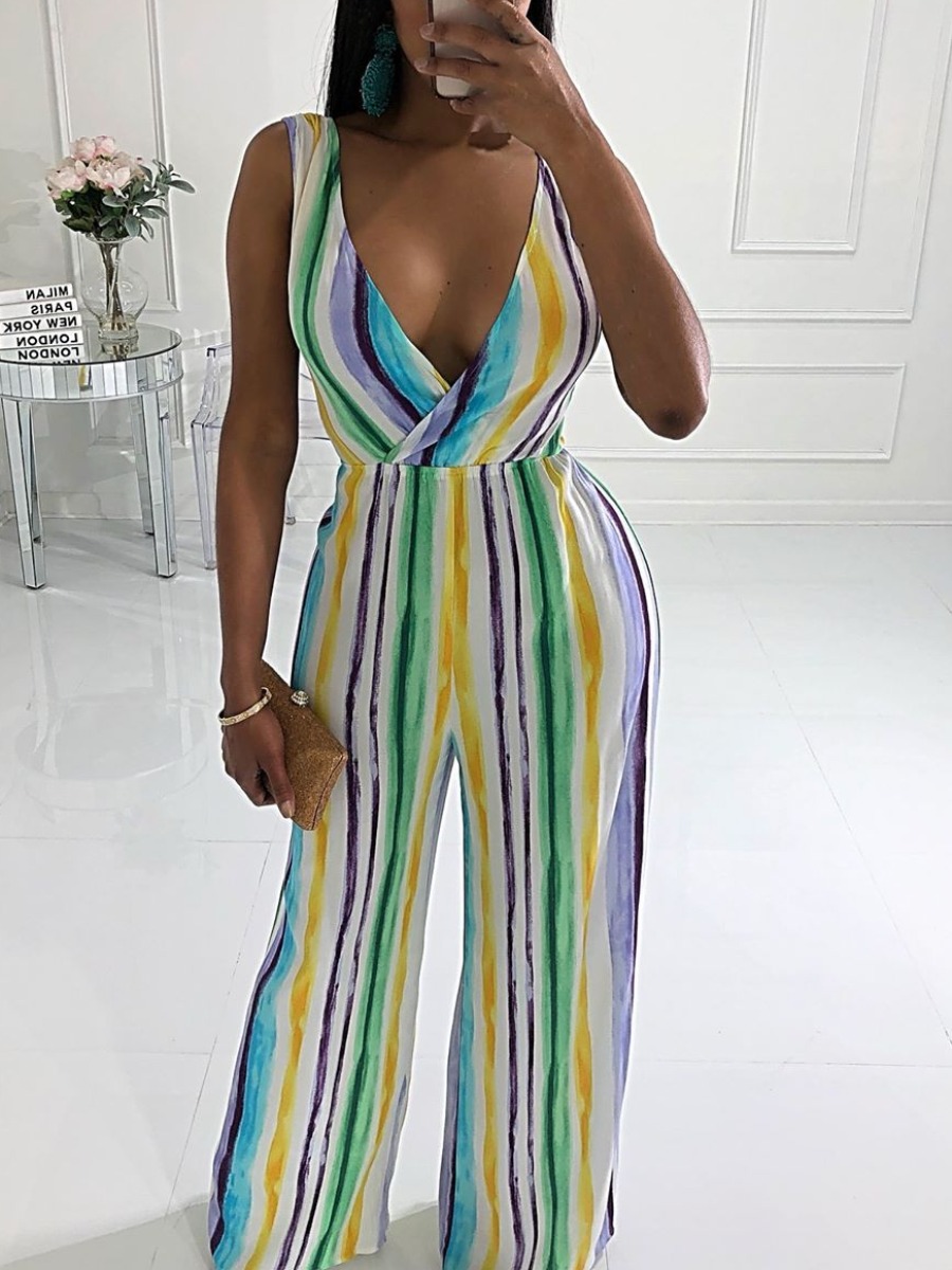 LW Striped Wide Leg Jumpsuit