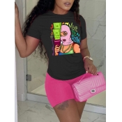 LW Masked Face Money Print Shorts Set