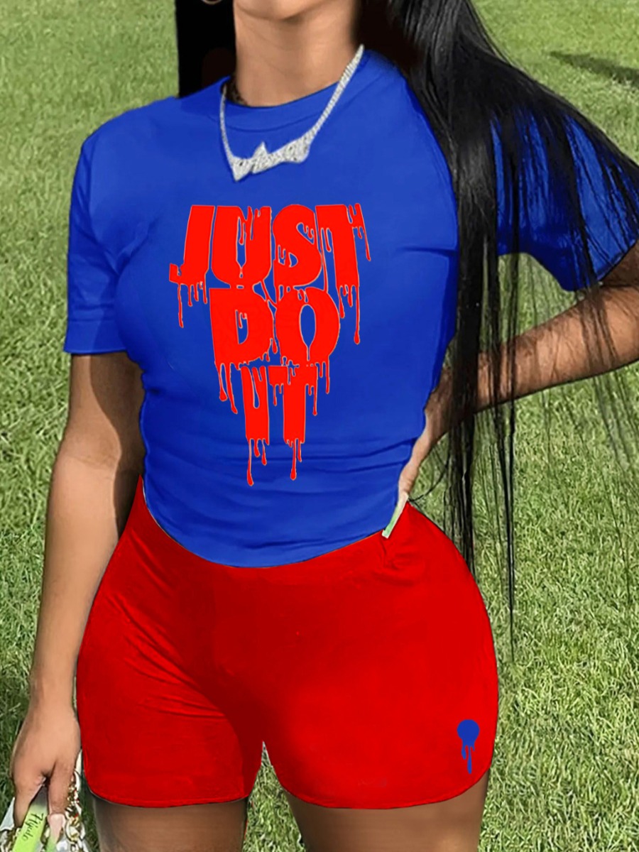 LW Just Do It Letter Print Shorts Set