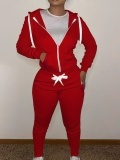 LW BASICS Kangaroo Pocket Drawstring Tracksuit Set