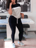 LW Plus Size Striped Patchwork Drawstring Pants Set