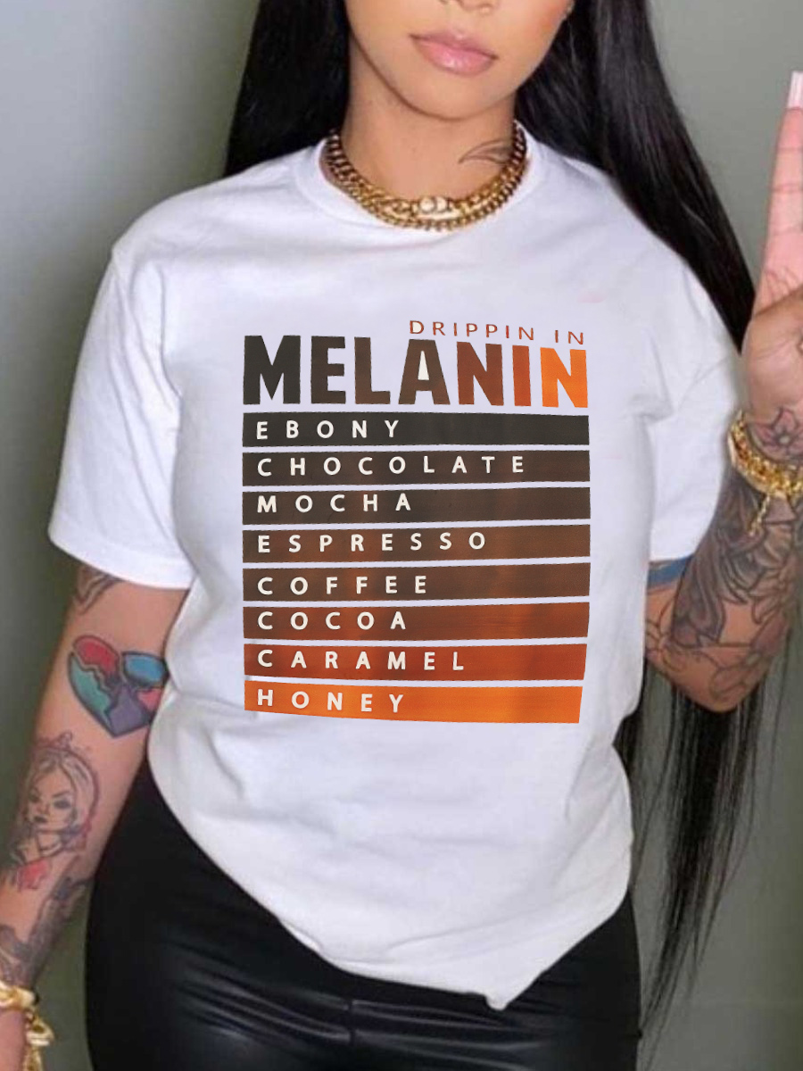 LW Round Neck Letter Print T-shirt