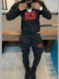 LW Men Number 23 Decor Kangaroo Pocket Tracksuit Set