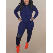 LW Hooded Collar Ripped Tracksuit Set