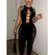 LW SXY Rhinestone Mesh Skinny Lace Jumpsuit