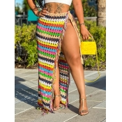 LW Handmade Mesh Tassel Design Striped Skirt