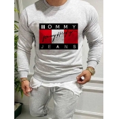 LW Men Letter Print Patchwork Sweatshirt